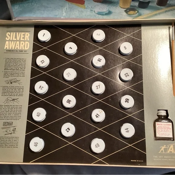 Two Vintage Silver Award Paint by Number. Numbered oil paint sets. 1960’s - Picture 9 of 12